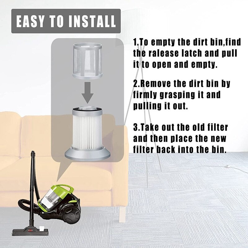 Szűrőcsere Bissell 2156A, 1665, 16652, 1665 W Zing kanna vákuumhoz, Bissell Powerforce 1665 1613056 típushoz