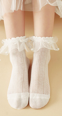 Детска чорапи с дантела за момичета