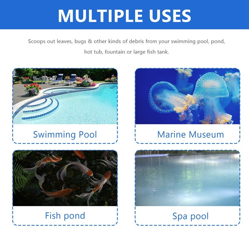 Plasa de curățare a piscinei Instrument profesional Plasă de salvare Plasă de curățare a piscinei Skimmer de frunze Geanta de prindere a frunzelor Curățător de piscine în aer liber acasă