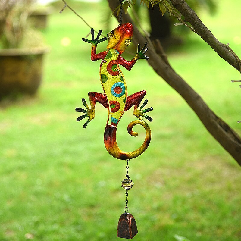 Clopoțel de vânt din metal de grădină, sticlă pictată, muzică pentru balcon, în aer liber, agățat decor Animale norocoase, ornamente decorative, eolieni