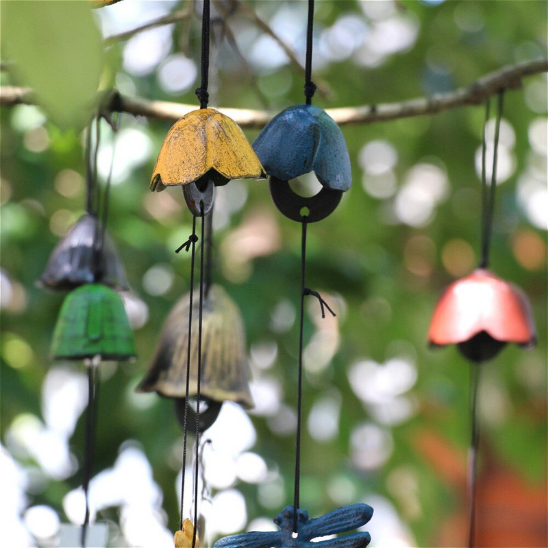 Clopoței de vânt japonez în aer liber, acasă, grădină, balcon, terasă, decorare norocoasă, fier metalic, ornamente pentru bufnițe, clopoței de vânt.