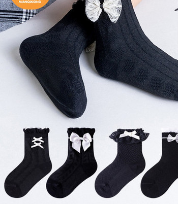 Детски чорапи с дантела или панделки за момичета