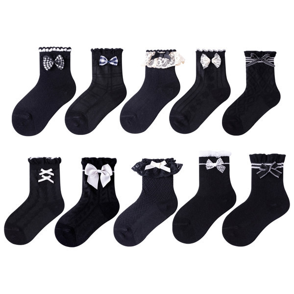Vaikiškos kojinės su nėriniais ar kaspinėliais mergaitėms