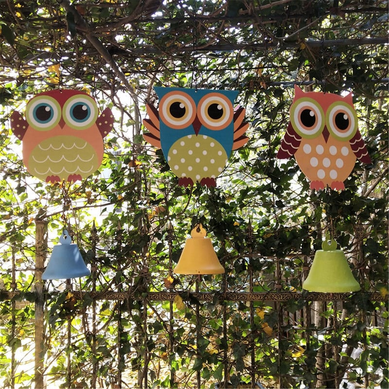 Iron Owl Wind Chimes Viseće zvono na vjetar Vrtlarski ukrasi Balkon Prozorska daska Viseće zvono Unutarnji vanjski ukrasi