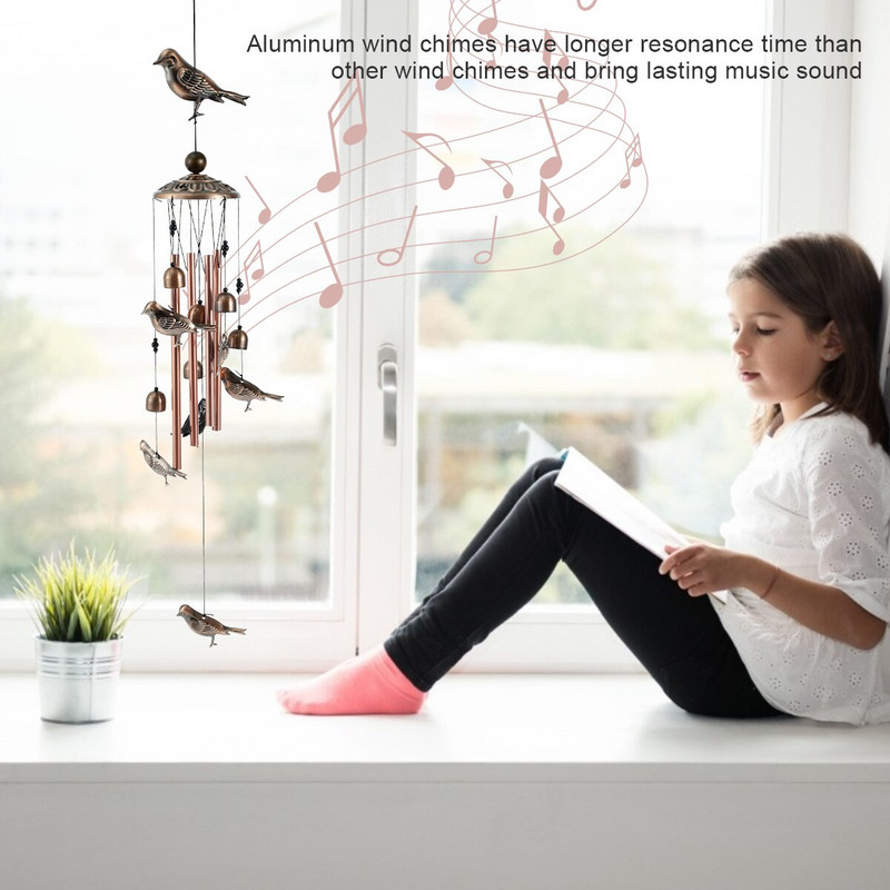 Clopoței mari de vânt, elefant, pasăre, de 85 cm, cu cârlig, agățători, cu sunet clar, clopoței de vânt retro memorial din metal