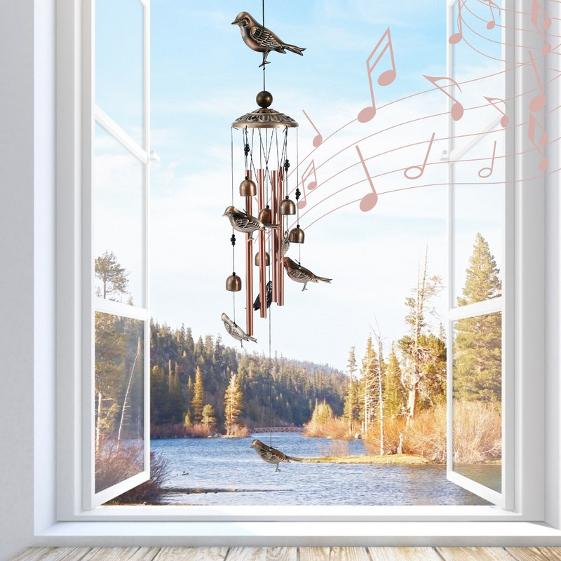 Clopoței mari de vânt, elefant, pasăre, de 85 cm, cu cârlig, agățători, cu sunet clar, clopoței de vânt retro memorial din metal