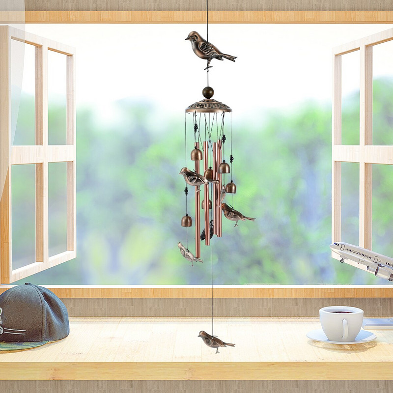 Clopoței mari de vânt, elefant, pasăre, de 85 cm, cu cârlig, agățători, cu sunet clar, clopoței de vânt retro memorial din metal