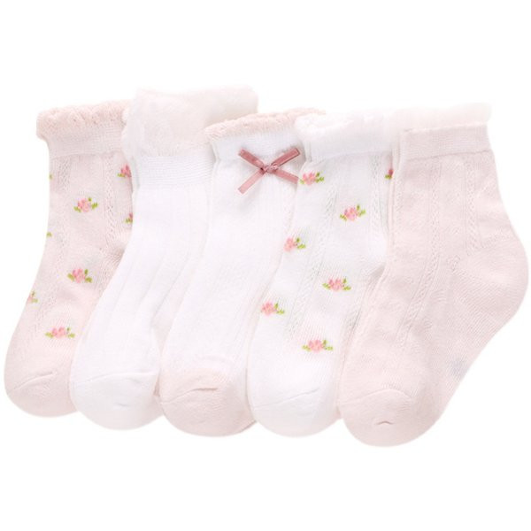 Vaikiškos kojinės mergaitėms su gėlių motyvais