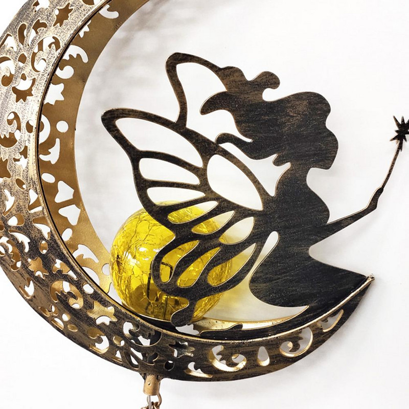 Mėnulio fėjos vėjo varpeliai Saulės pasakų šviestuvai Pakabinimai Lauko dekoras Mėnulio traškantis stiklo rutulys Išskirtinė memorialinė vėjo varpelio dovana M