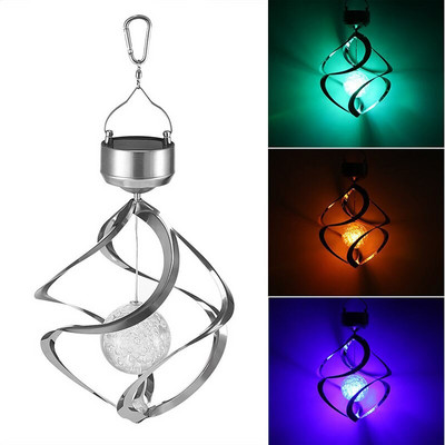 Модна слънчева енергия, променяща цвета си Saturn Wind Spinner Light Висяща градина на открито