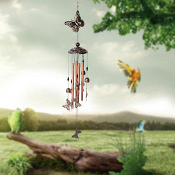 Ρετρό σφυρήλατο σίδερο πουλί πεταλούδα άγγελος κολίβριο Elephant Wind Chime Yard Art Garden Windchime with Hook Διακόσμηση σπιτιού
