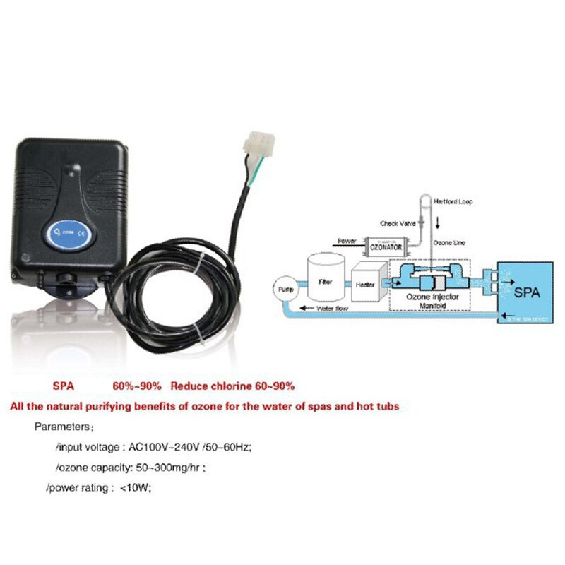 220V 300Mg/H Генератор на озон Вана Душ SPA Плувен басейн Озонатор Вана Басейн Пречиствател на вода Резервно устройство Комплект клапан маркуч