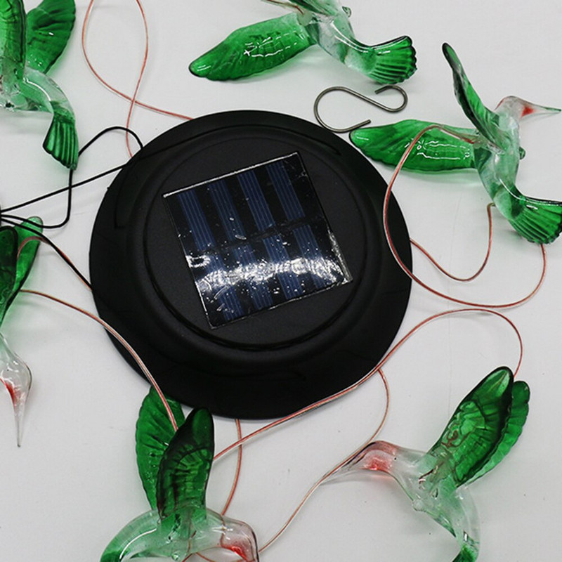 Saulės LED vėjo varpelio lemputės Kolibrio formos LED spalvotas gradientas žalias lauko sodo kiemas kabantis dekoravimo apšvietimas