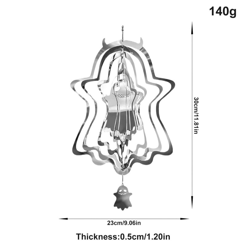 Halloween Wind Spinner 3D Ghost Vjetrenjače od nehrđajućeg čelika Halloween Vanjska dekoracija Ukras za vrtno zvono na vjetru