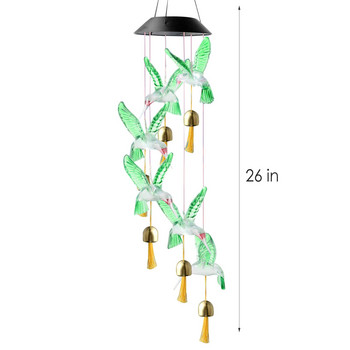 LED Solar Wind Chimes Μεταβλητό φως Αδιάβροχο πολύχρωμο Hummingbird Wind Chime Lamp για Διακόσμηση αυλής εξωτερικού κήπου σπιτιού