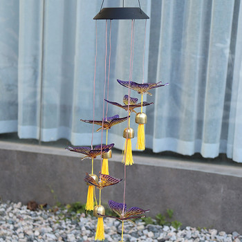 LED слънчева енергия Сменяема светлина Водоустойчива цветна пеперуда вятърна камбанка за дома, външна градина, декорация на двора