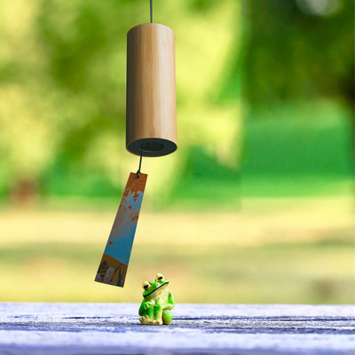 Bambuko vėjo varpelis medinis bambuko vėjo varpelio skambėjimas rankų darbo cilindro varpelio muzikinis namų dekoras kiemo verandos sodui