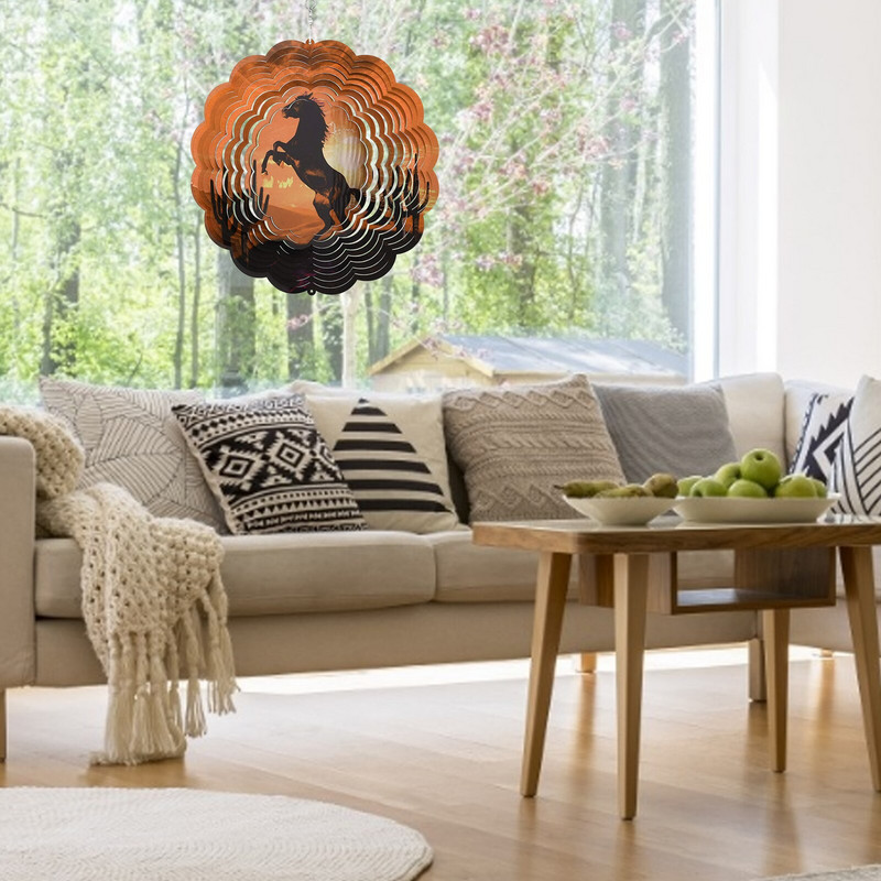 Clopoței rotativ stereo din oțel inoxidabil, clopoței colorate, ornamente suspendate, clopoței de vânt din metal, stâlp suspendat, decorare pentru grădină