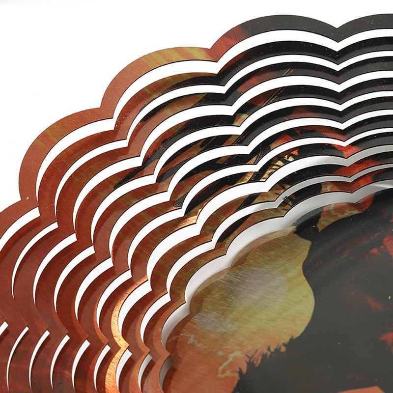 Clopoței rotativ stereo din oțel inoxidabil, clopoței colorate, ornamente suspendate, clopoței de vânt din metal, stâlp suspendat, decorare pentru grădină