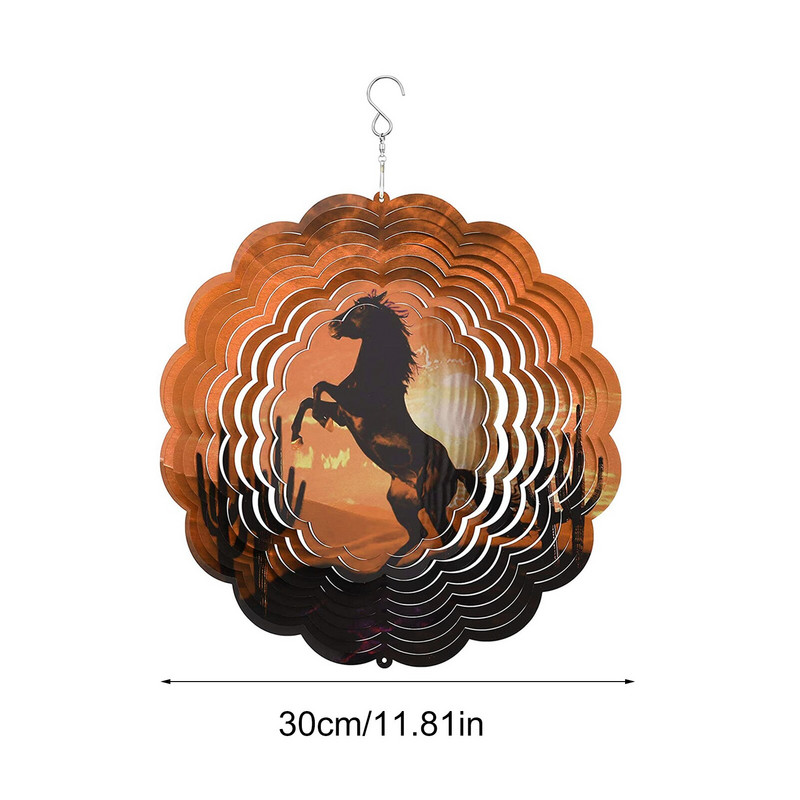 Clopoței rotativ stereo din oțel inoxidabil, clopoței colorate, ornamente suspendate, clopoței de vânt din metal, stâlp suspendat, decorare pentru grădină