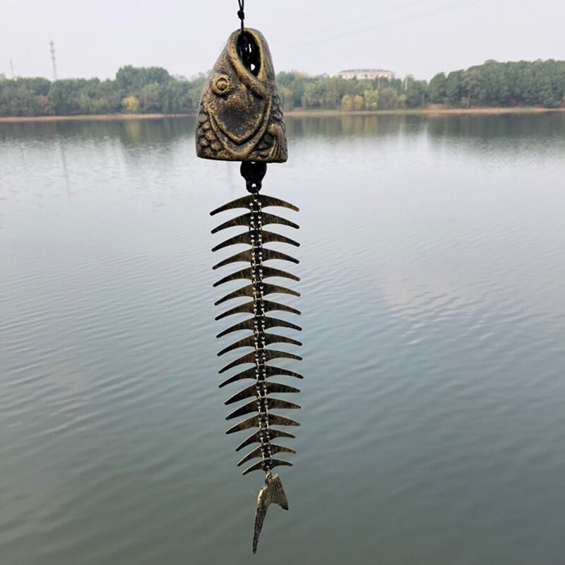 Klasični retro zvončići od riblje kosti Ornamenti Metalni zvončići za vjetar Ukrasni predmeti za vrt, dnevni boravak, balkon