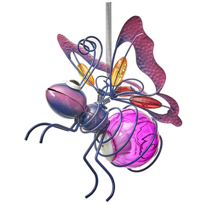 Bičių sodo ornamentas vandeniui atsparus LED šviestuvas Firefly Garden Yard Menas Šviesos apdaila Vabzdžių kiemo dekoras Sienos Art Decor Vejos ornamentas