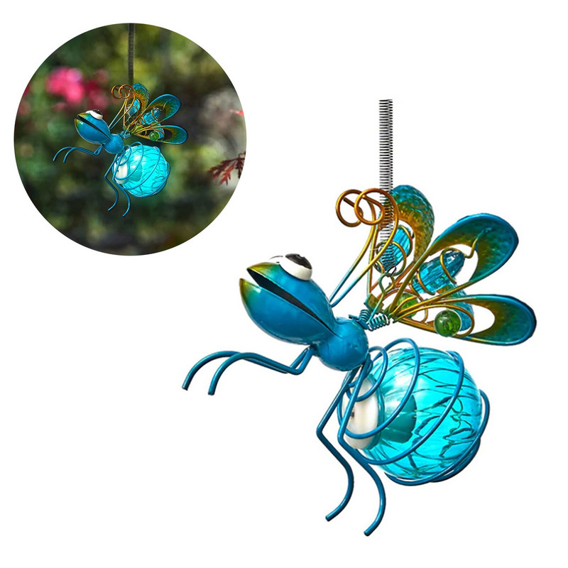 Bičių sodo ornamentas vandeniui atsparus LED šviestuvas Firefly Garden Yard Menas Šviesos apdaila Vabzdžių kiemo dekoras Sienos Art Decor Vejos ornamentas