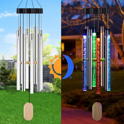 LED-es napelemes szélcsengő, automatikusan érzékelő szélcsengő lámpa színének megváltoztatása, IP55, vízálló függő szoláris lámpa otthoni kert dekorációhoz