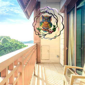 Вятърни камбанки Ветровъртач от неръждаема стомана - 3D домашен стенен декор Благословия Защита Подарък Цветна градинска арт декорация