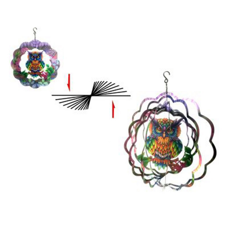 Vėjo varpeliai iš nerūdijančio plieno vėjo suktukas- 3D namų sieninis dekoras, palaiminimo apsauga, dovana spalvinga sodo meno puošmena