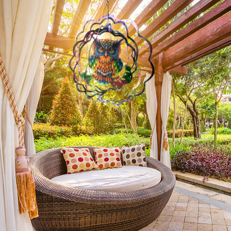 Vėjo varpeliai iš nerūdijančio plieno vėjo suktukas- 3D namų sieninis dekoras, palaiminimo apsauga, dovana spalvinga sodo meno puošmena