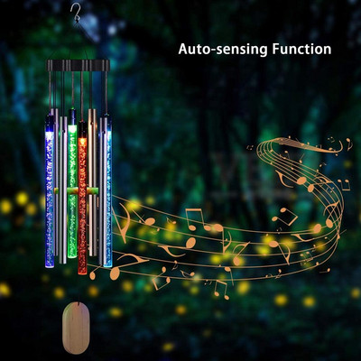 LED saulės vėjo varpelio automatinio jutimo vėjo varpelio šviesos spalvos keitimas IP55 vandeniui atsparus pakabinamas saulės šviestuvas, skirtas namų sodo dekoravimui