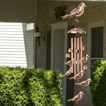 Вятърни камбанки от медна тръба Външна градина Колибри Пеперуда Пасторална камбана в ретро стил Висулка за домашен декор Вятърни камбанки