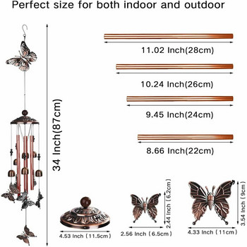 Χάλκινος σωλήνας Wind Chimes Outdoor Garden Hummingbird Butterfly Pastoral ρετρό μενταγιόν καμπάνα για διακόσμηση σπιτιού Wind Chimes