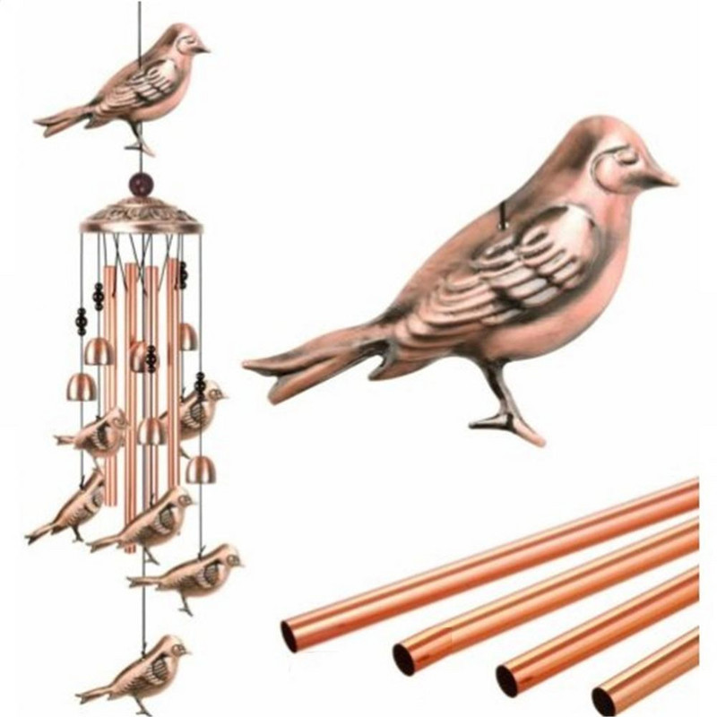 Clopoței de vânt din tub de cupru, grădină în aer liber, colibri, fluture, pastoral, stil retro, clopoței, pandantiv pentru decorarea interioară, clopoței de vânt