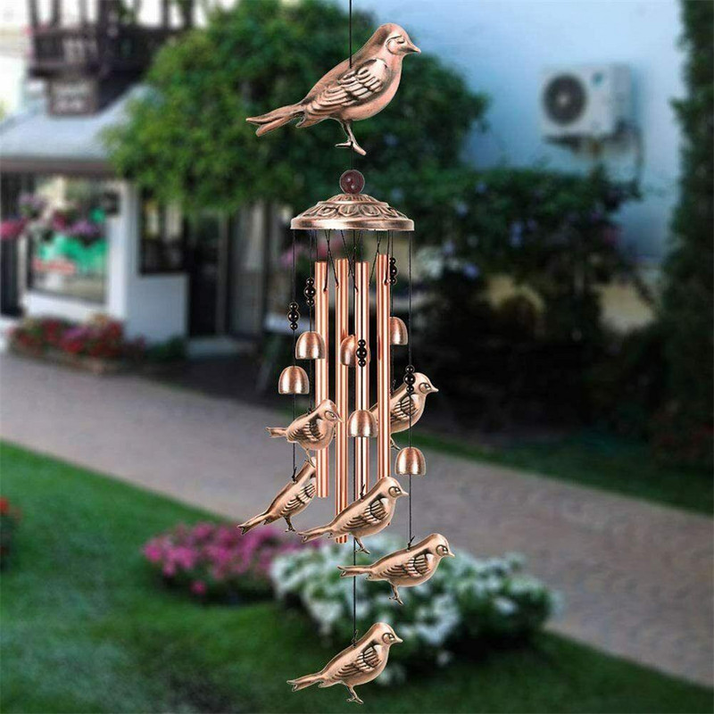 Clopoței de vânt din tub de cupru, grădină în aer liber, colibri, fluture, pastoral, stil retro, clopoței, pandantiv pentru decorarea interioară, clopoței de vânt