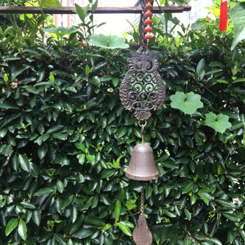 Приказна градина Бухал от ковано желязо Вятърни камбанки Висулка Орнаменти Бакалия на открито Метални аксесоари Занаяти Балкон Декорация на вила
