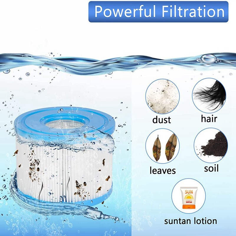 Tip S1 filtar za hidromasažnu kadu, kompatibilan za Intex Purespa, Easy Set Pool Spa filtar patrone 6-Pack