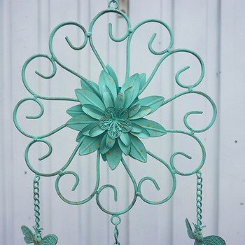 Γαλλική εξοχή Shabby Flower Wind Chime Bells Antique Campana Bronze Green Garden