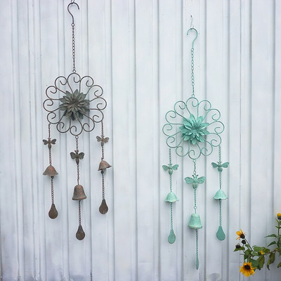 Francusko selo Shabby Flower Wind Chime Bells Antikni brončani zeleni vrt Campana