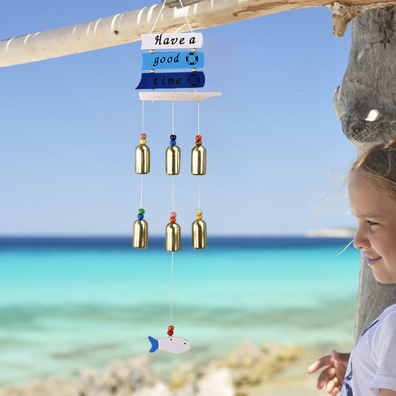 Buriavimo serija Vėjo varpeliai Papuošalai Gimtadienio dovanos Mediniai kelių varpelių vėjo varpeliai kambario vėjo varpeliai lauko LED jūros kriauklių vėjo varpeliai