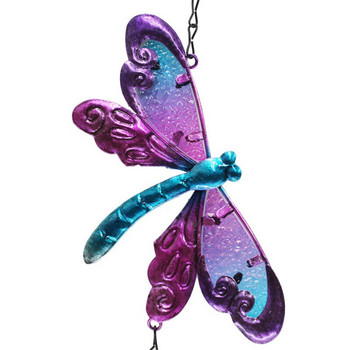 1 ΤΕΜ. Νέο Μπλε Μωβ Dragonfly Wind Chime Μεταλλικό διαμαντένιο γυαλί ζωγραφισμένο με εξαιρετική χειροτεχνία στολίδια Creative Home Bells Tube μενταγιόν