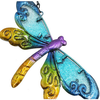 1 ΤΕΜ. Νέο Μπλε Μωβ Dragonfly Wind Chime Μεταλλικό διαμαντένιο γυαλί ζωγραφισμένο με εξαιρετική χειροτεχνία στολίδια Creative Home Bells Tube μενταγιόν