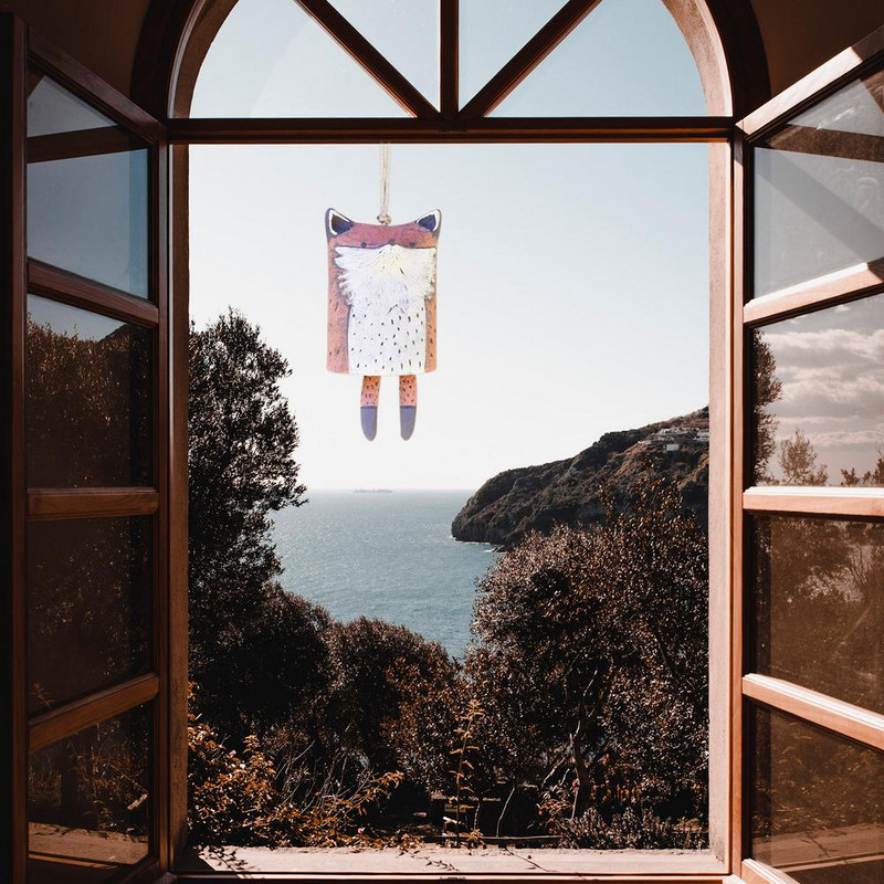 Sodo dekoravimas Gražus kaimiškas gyvūnų vėjo varpelių kambario dekoras Dervos gyvūnų vėjo varpeliai Boho rankų darbo pakabinamas namų dekoravimas