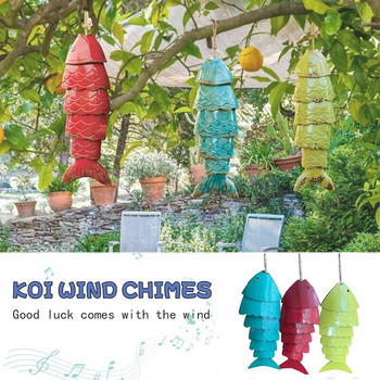 Χρωματιστό Koi Fish Wind Chime Χριστουγεννιάτικο δώρο Διακόσμηση κήπου Χρώμα Koi Fish Wind Chimes Ρητίνη εξωτερικού χώρου Wind Chimes