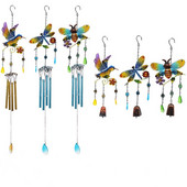 1PC colibri din fier forjat clopoțel de vânt din sticlă pictat cu diamante clopot albină libelulă clopoței tub de grădină pandantive decor acrilic