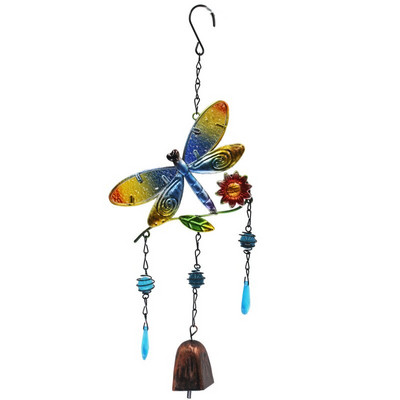 1PC colibri din fier forjat clopoțel de vânt din sticlă pictat cu diamante clopot albină libelulă clopoței tub de grădină pandantive decor acrilic