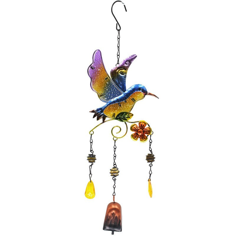 1PC colibri din fier forjat clopoțel de vânt din sticlă pictat cu diamante clopot albină libelulă clopoței tub de grădină pandantive decor acrilic