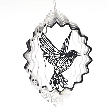 Από ανοξείδωτο ατσάλι Περιστρεφόμενος Ανεμοδέκτης 3D μεταλλικό φύλλο Hummingbird Dynamic εσωτερικών και εξωτερικών χώρων τέχνης Spinner διακόσμηση κήπου