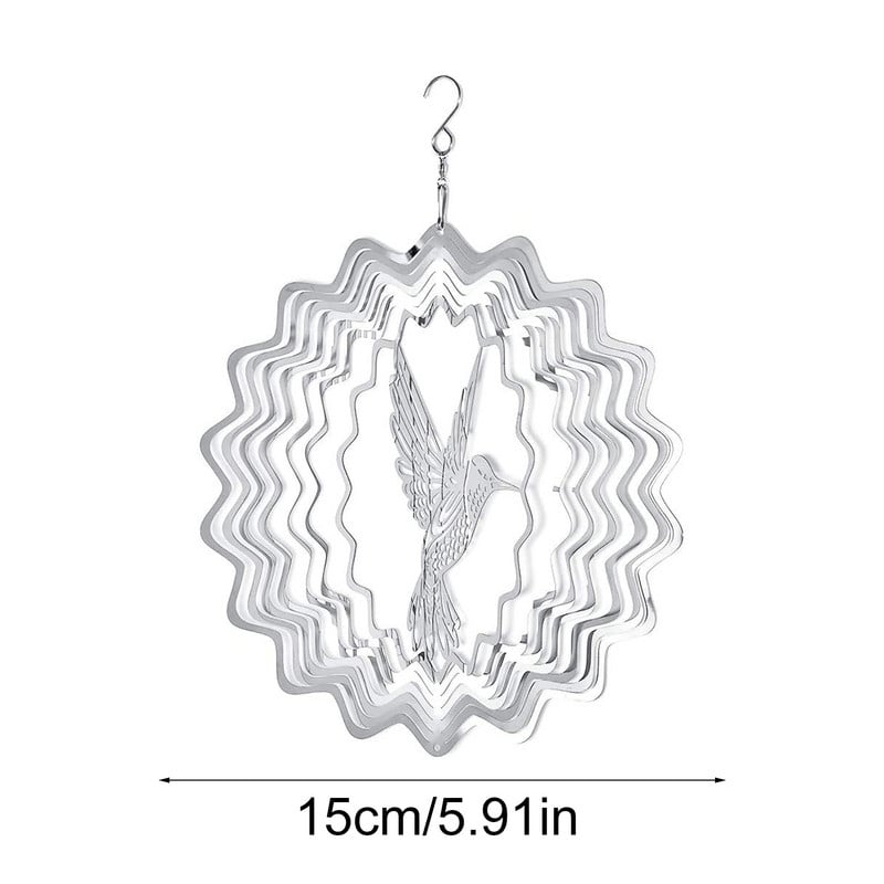 Roostevabast terasest pöörlevad tuulekellad 3D-metallist lehtkolibri dünaamiline sise- ja väliskunstivurri aiakaunistused